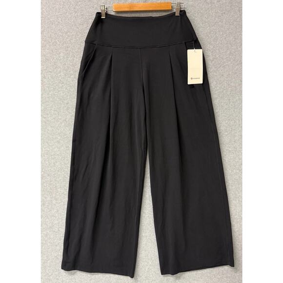 Lululemon Black Align Wide Leg Pleated Palazzo Pants Regular Boho Size 10 NWT - Picture 1 of 10